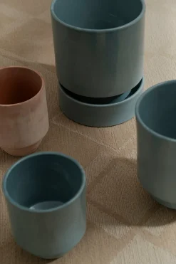 Hoff krukke, glaseret, Misty Blue