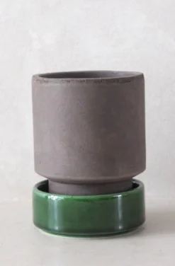 Hoff krukke, raw grey + grøn underskål, gulvkrukke