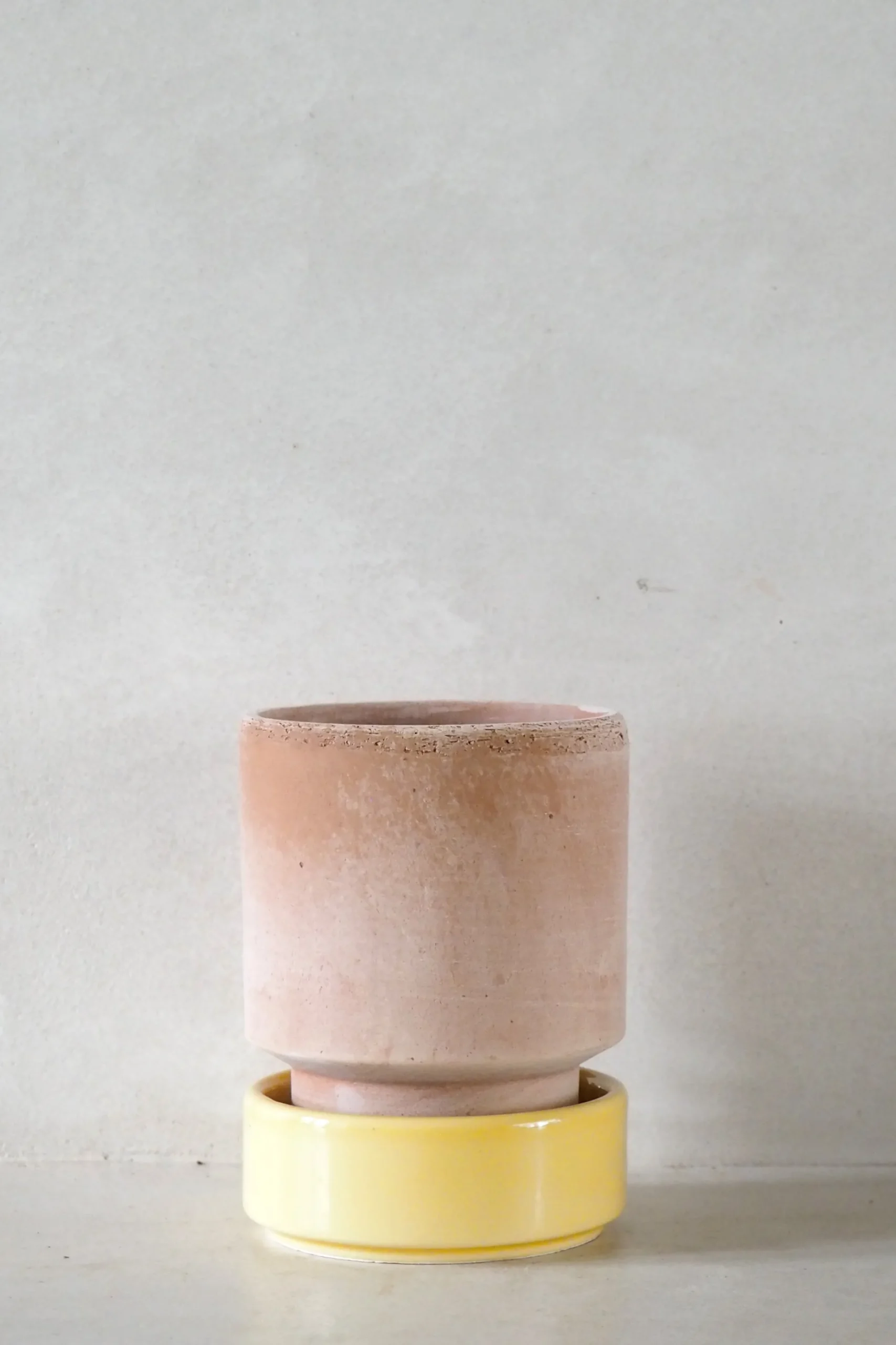 Hoff krukke, raw rosa + Pale Yellow underskål