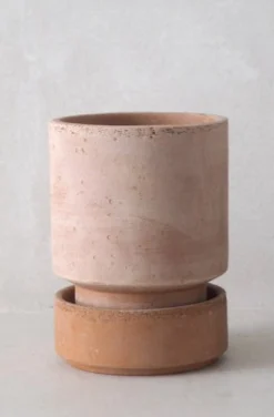 Hoff krukke, raw rosa + raw rosa underskål, gulvkrukke